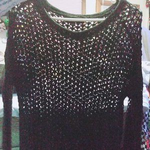 black knitted net sweater